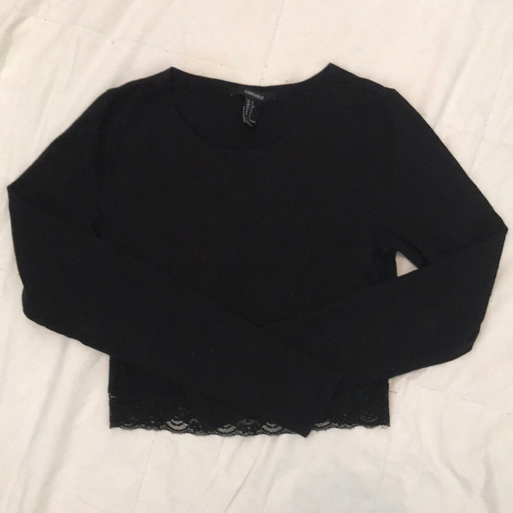 black lace crop top